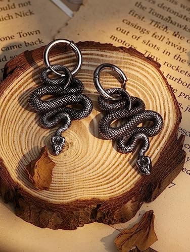 Sacina Gothic Punk Snake Dangle Earrings, Grunge Jewelry Gift for Women