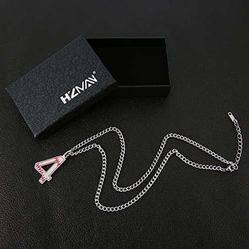 HZMAN Baseball Initial Pendant Necklace with Stainless Steel Charms