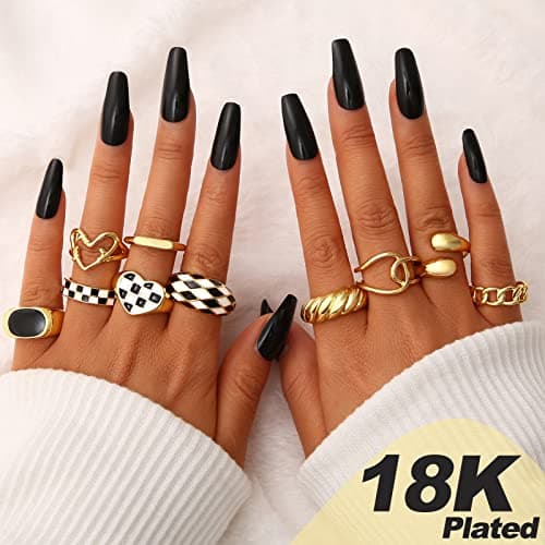 FAXHION 18K Gold Plated Stackable Knuckle Rings Set for Women