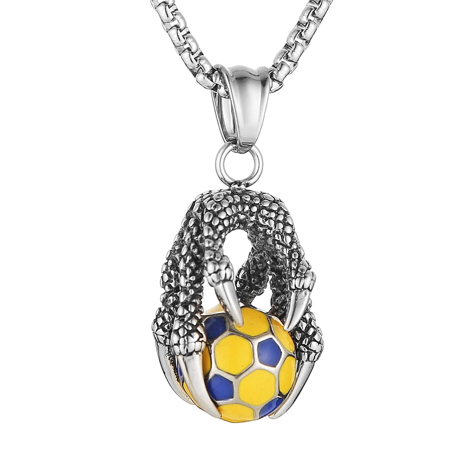 HZMAN Men's Stainless Steel Dragon Claw Gothic Punk Football Pendant Necklace