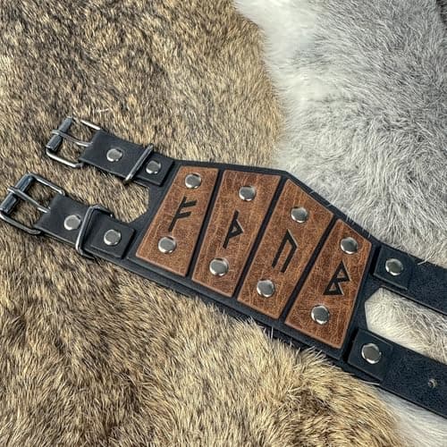 HiiFeuer Viking Runes Faux Leather Cuff Bracelet