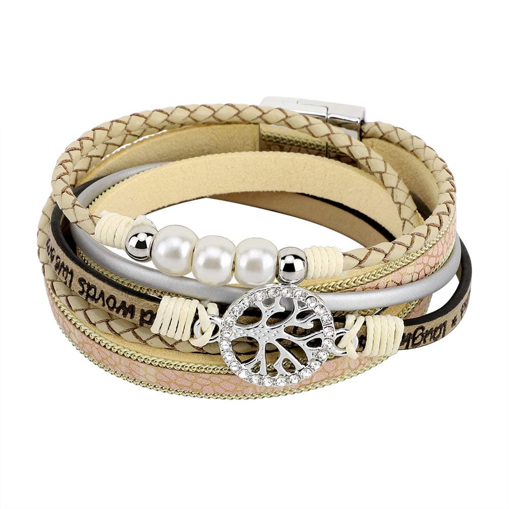 Emibele Layered Rivet Leopard Bohemian Bracelet for Women