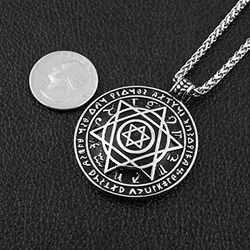 Stainless steel Talisman Seal Solomon Star Pendant Necklace - 12 Constellations