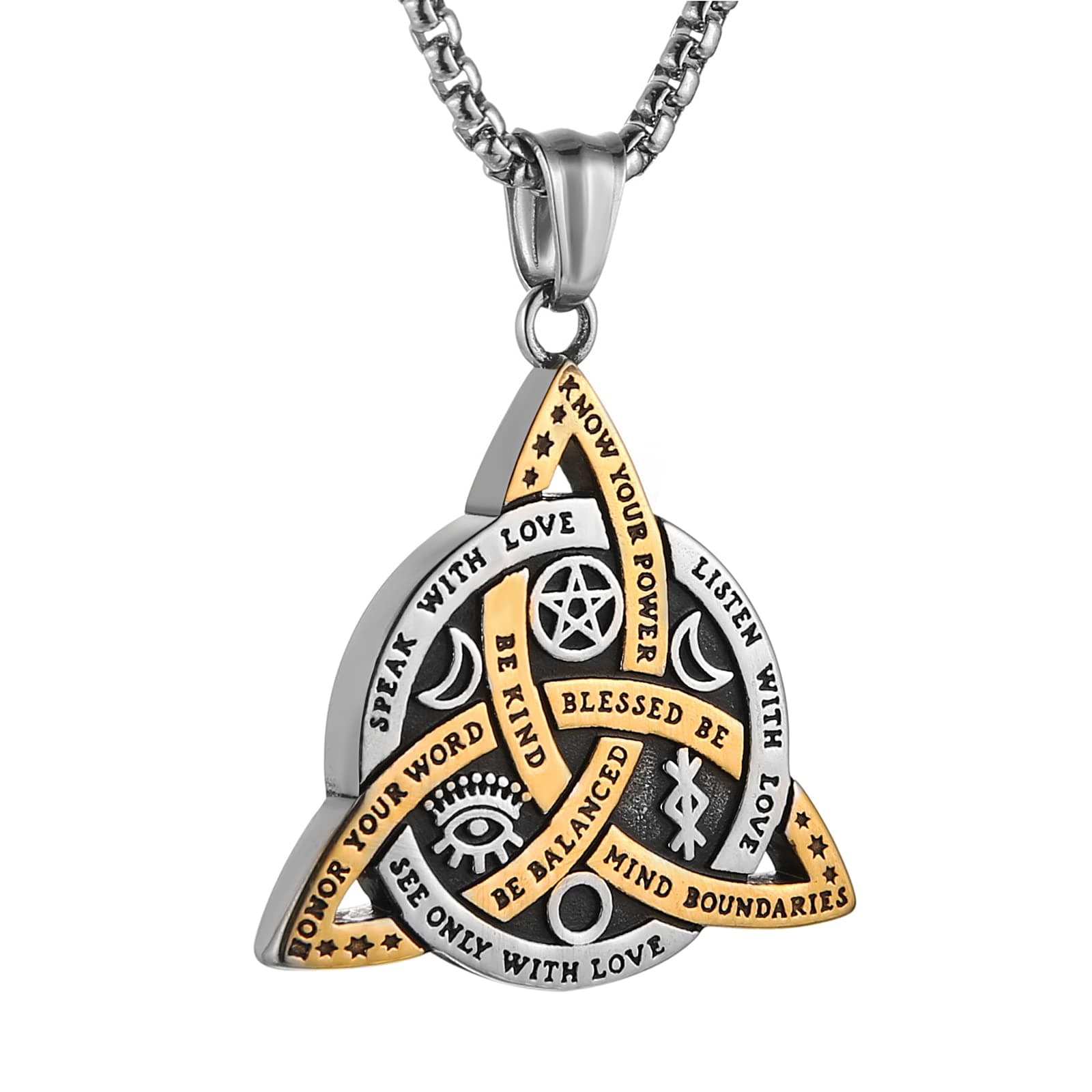 Triple Goddess Triquetra Necklace Triple Knot Pendant