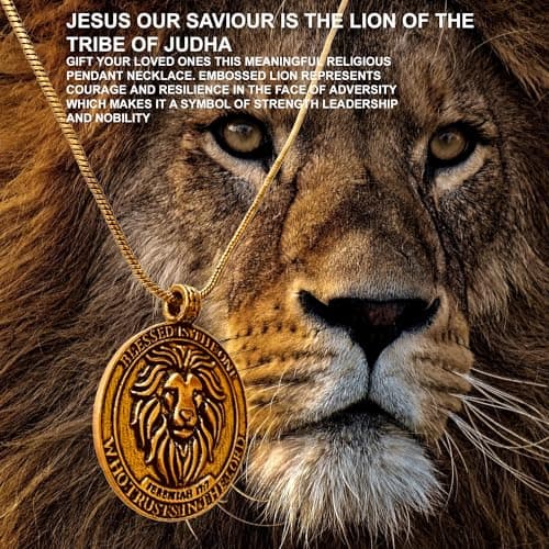GUAAFA Blessed Lion Pendant Locket Necklaces - Christian Faith Jewelry for Men & Women