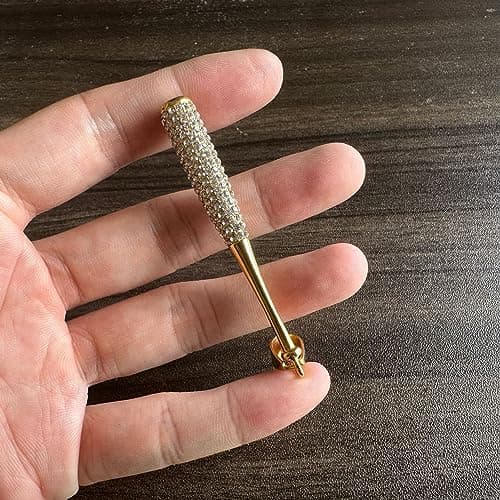 Heavstjer Hip Hop 18K Gold Iced Out Baseball Bat Pendant Necklace