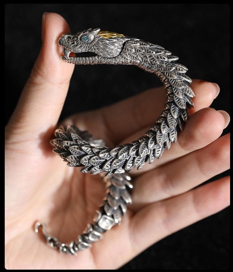 Vintage Zhubobo Men's Punk Dragon Snake Bracelet Hiphop Fashion Jewelry