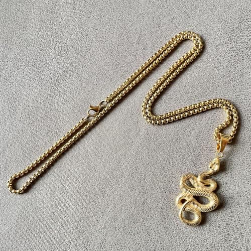 VJOSA Gold Plated Stainless Steel Animal Snake Pendant Necklace