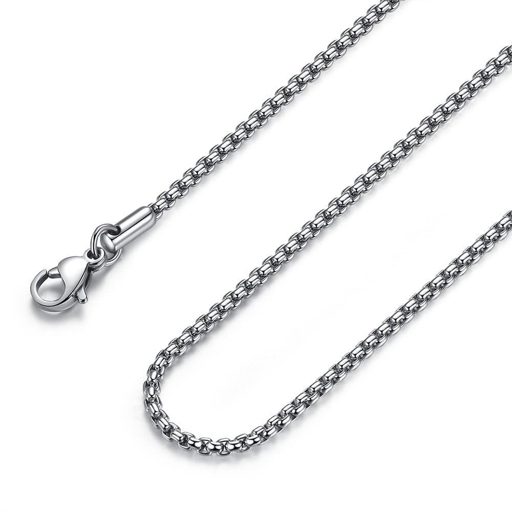 FOSIR Stainless Steel Rolo Chain Necklace, Silver Tone, Wide 2/3/4/5mm