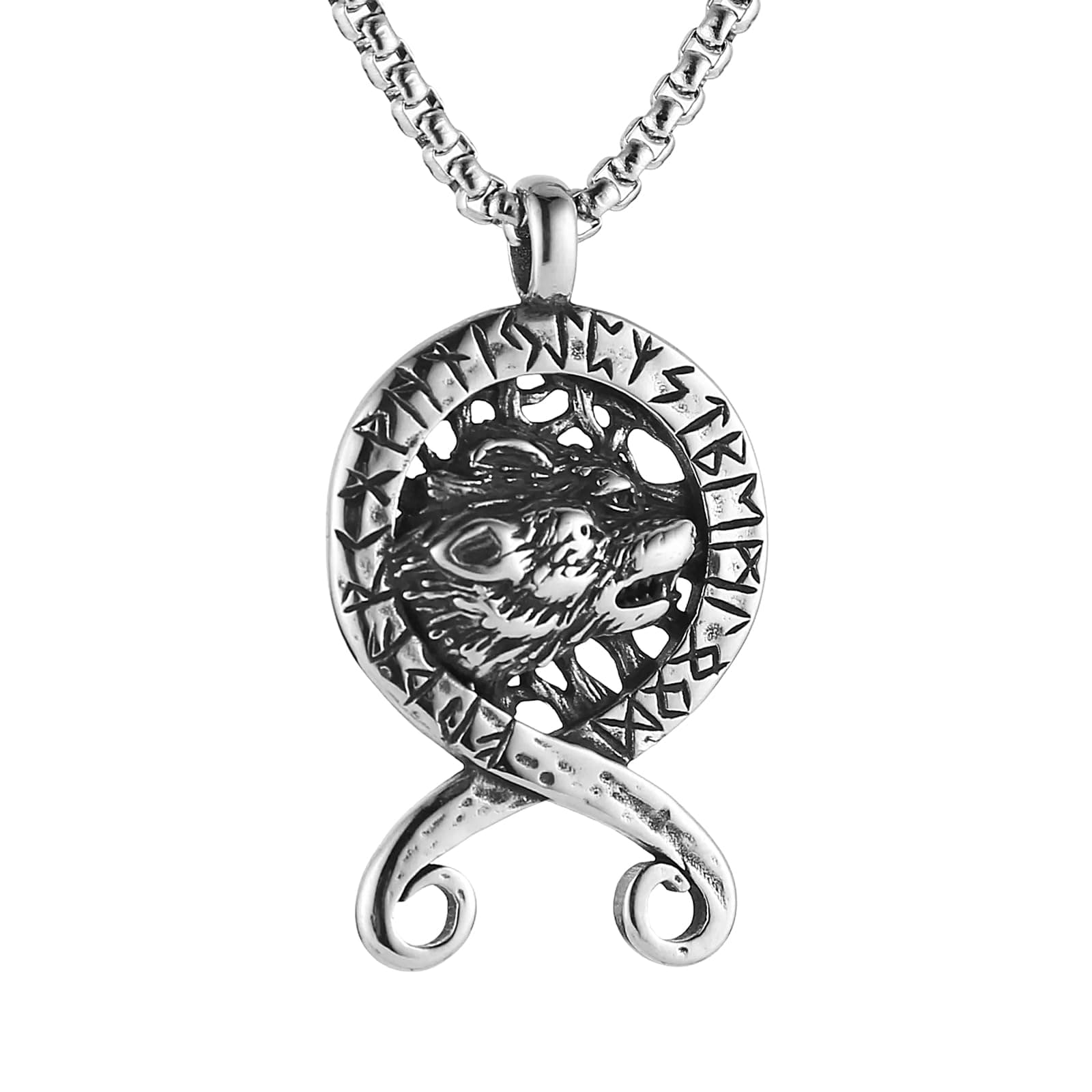 HZMAN Viking Wolf Totem Norse Pendant Necklace for Men