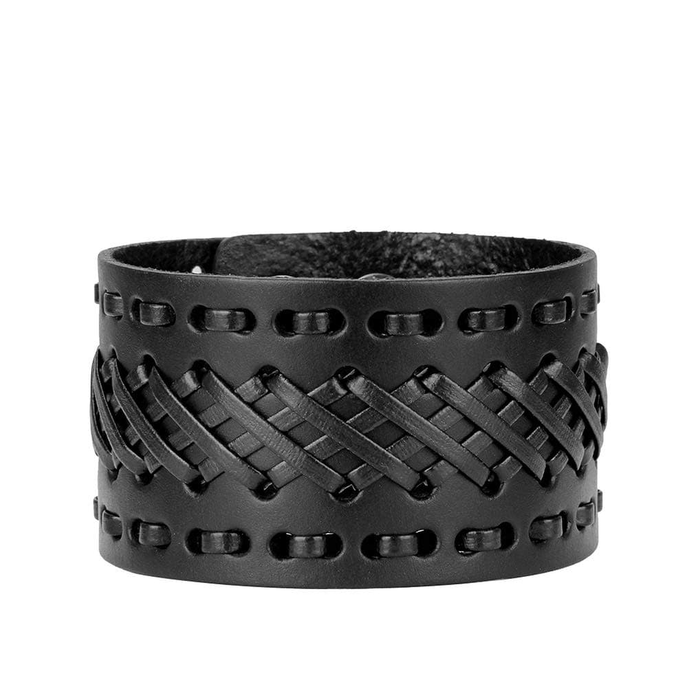 Jeilwiy Men's Punk Leather Wristbands - Adjustable, Braided Black & Brown Cuff Bangle Gifts