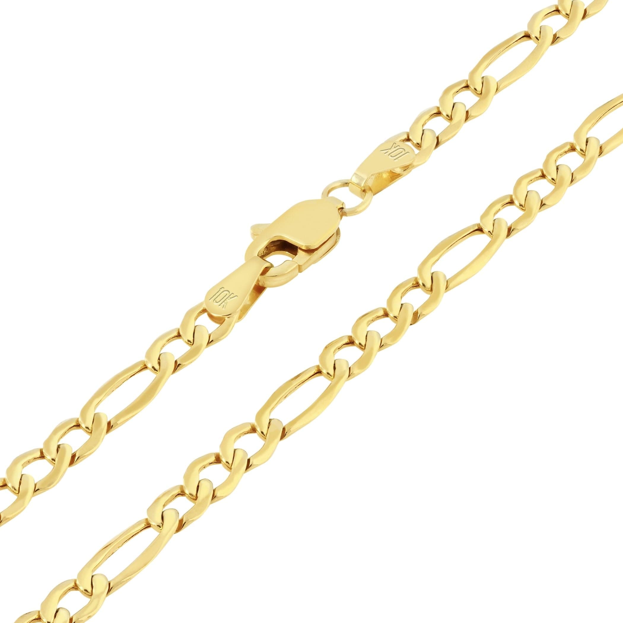 Nuragold Real Yellow Gold Figaro Chain Necklace (16"-30") Italian Jewelry for Men & Women
