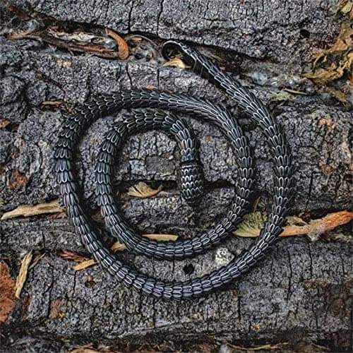 Mens Vintage Jormungandr Snake Necklace - Stainless Steel Amulet with Ring