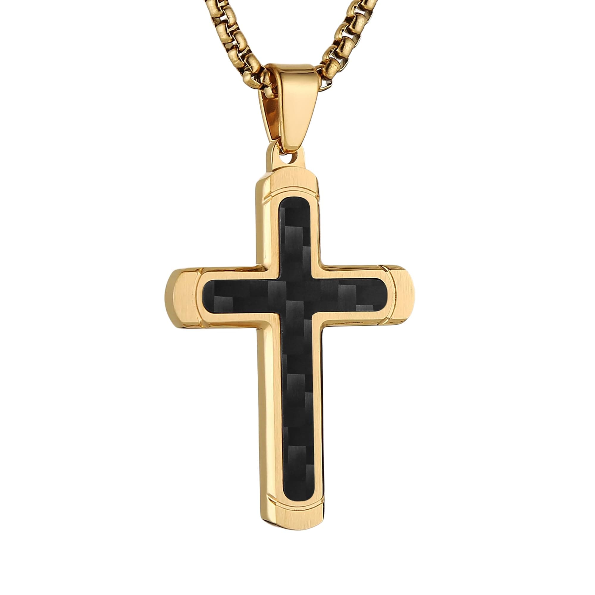 HZMAN Polished Stainless Steel Cross Necklace for Men & Women Christian Faith Jewelry Gift