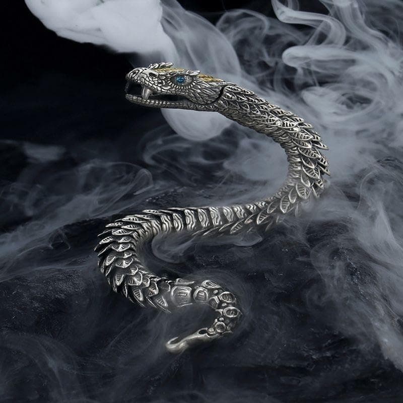 Vintage Zhubobo Men's Punk Dragon Snake Bracelet Hiphop Fashion Jewelry