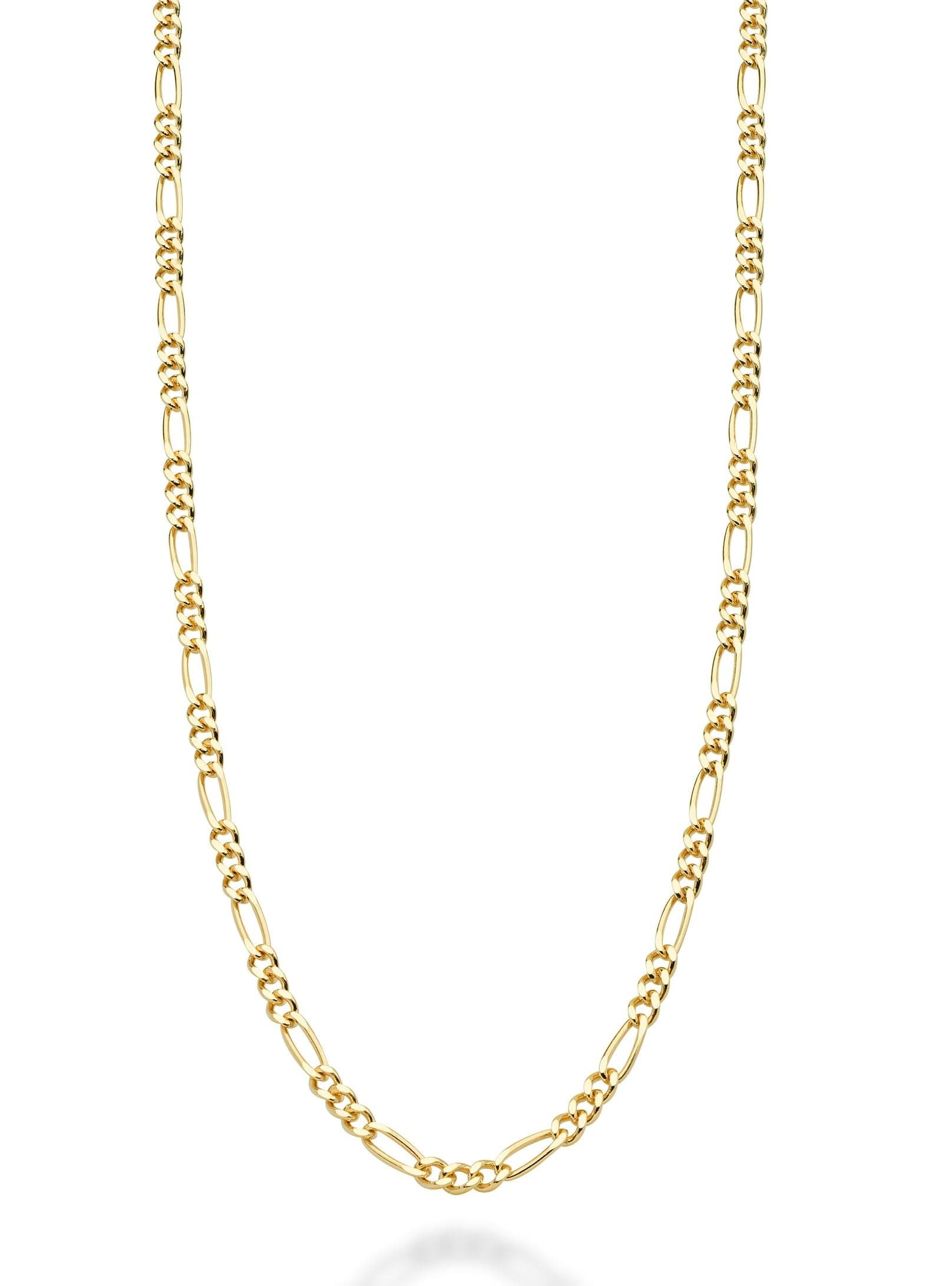 18K Gold Over Sterling Silver Diamond-Cut Figaro Chain Necklace for Women Men