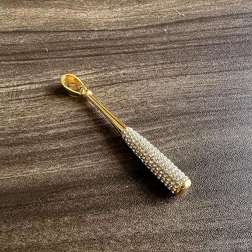 Heavstjer Hip Hop 18K Gold Iced Out Baseball Bat Pendant Necklace