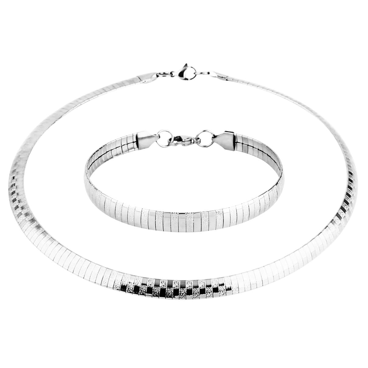 HZMAN Stainless Steel Omega Chain Necklace & Bracelet Set