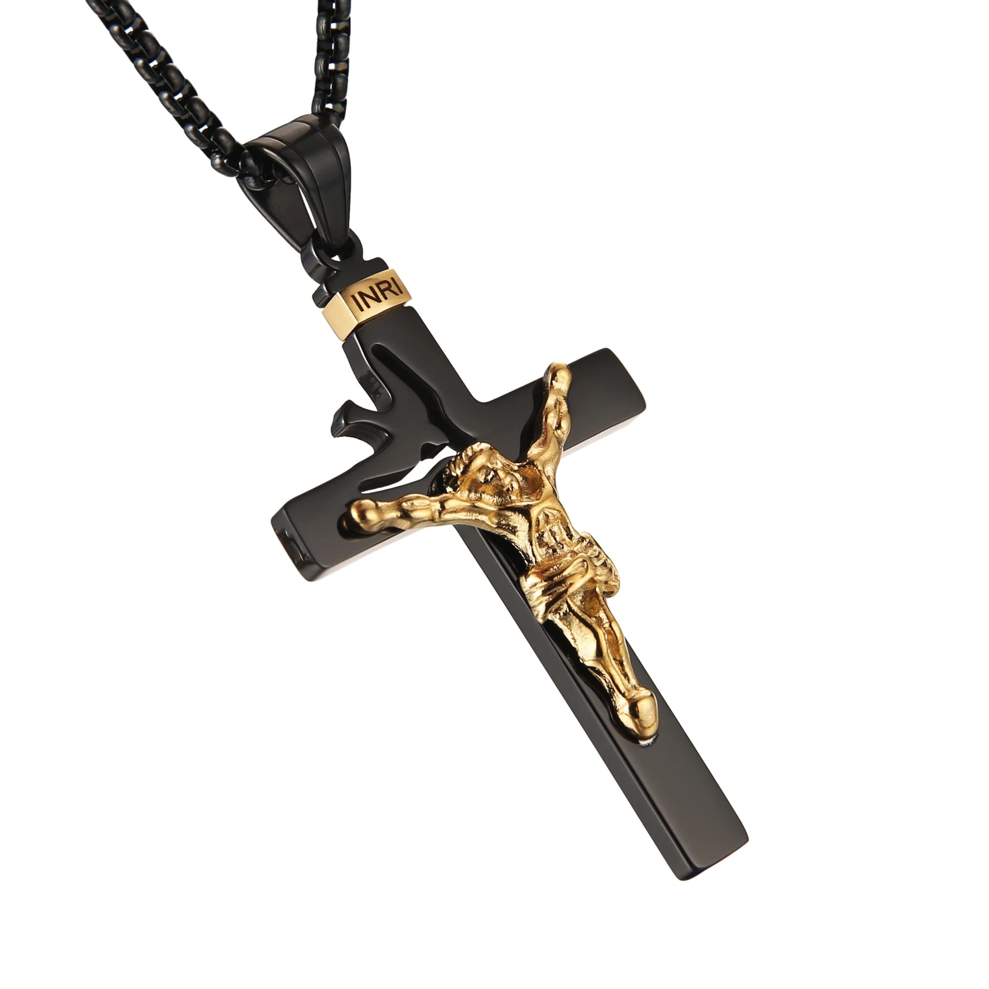 HZMAN Holy Land INRI Cross Crucifix Pendant Necklace + Free Chain