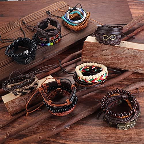 FASACCO Woven Hemp Bracelets for Men & Women Adjustment Handmade Cuff Wrap Jewelry