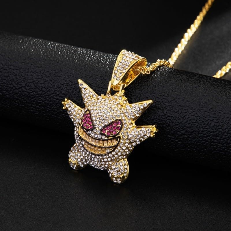 Hilufiet Hip Hop Iced Out Cross Baseball Bat Pendant 18k Gold Plated Necklace Men Women