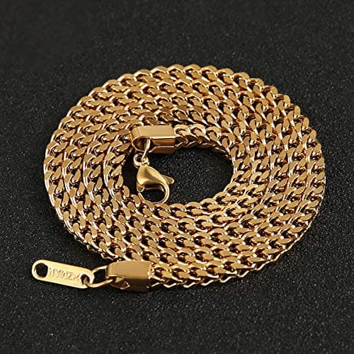 Stainless Steel Franco Square Box Link Chain Necklace for Men and Women