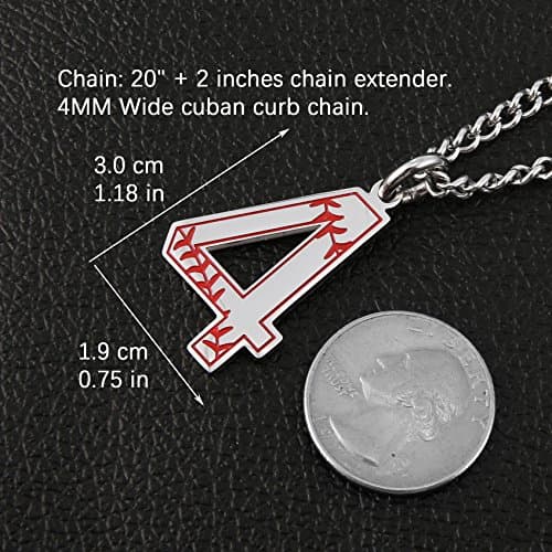 HZMAN Baseball Initial Pendant Necklace with Stainless Steel Charms