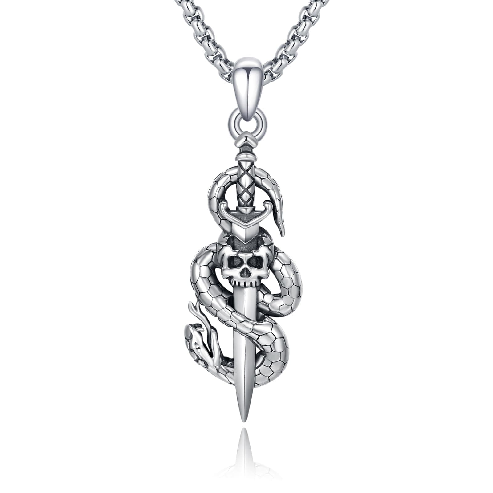 Silikepa 925 Sterling Silver Mysterious Snake Pendant Necklace