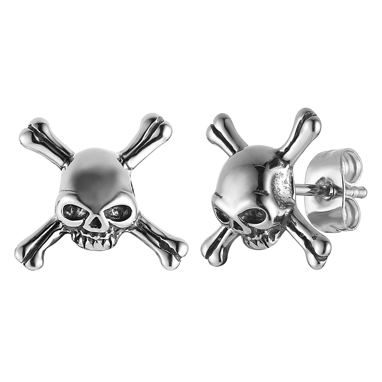 Pirate Skull Earrings Stainless Steel Gothic Stud Earrings Halloween Party Gift