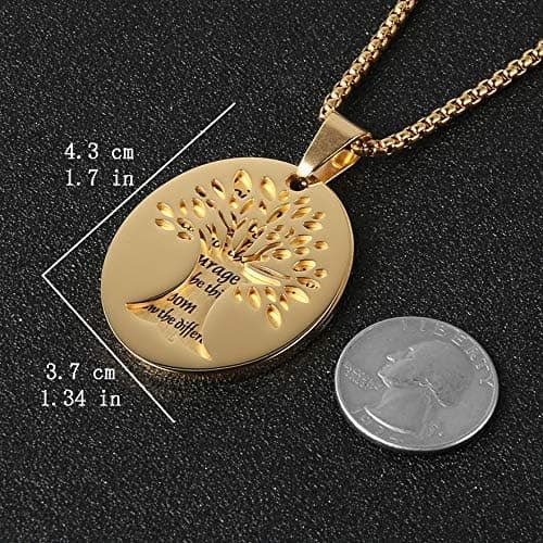 HZMAN Two Piece Serenity Prayer Tree of Life Pendant Necklace 22+2" Chain