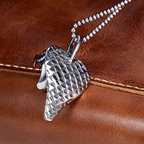 Zovivi Mens Vintage Celtic Black Plated Snake Cobra Head Pendant Necklace