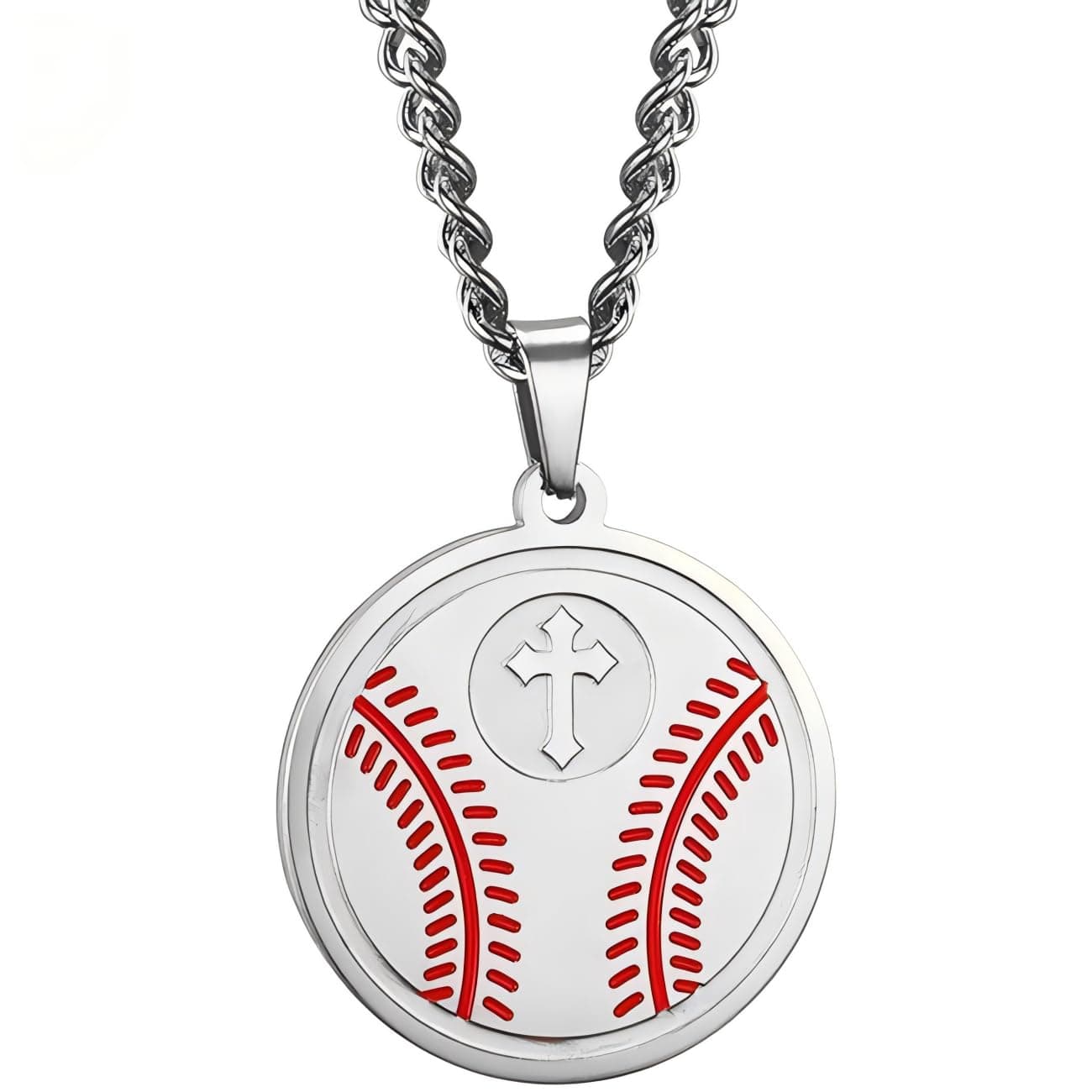 YIQPKUM Cute Stainless Steel Baseball Cross Necklace for Women Sports Jewelry