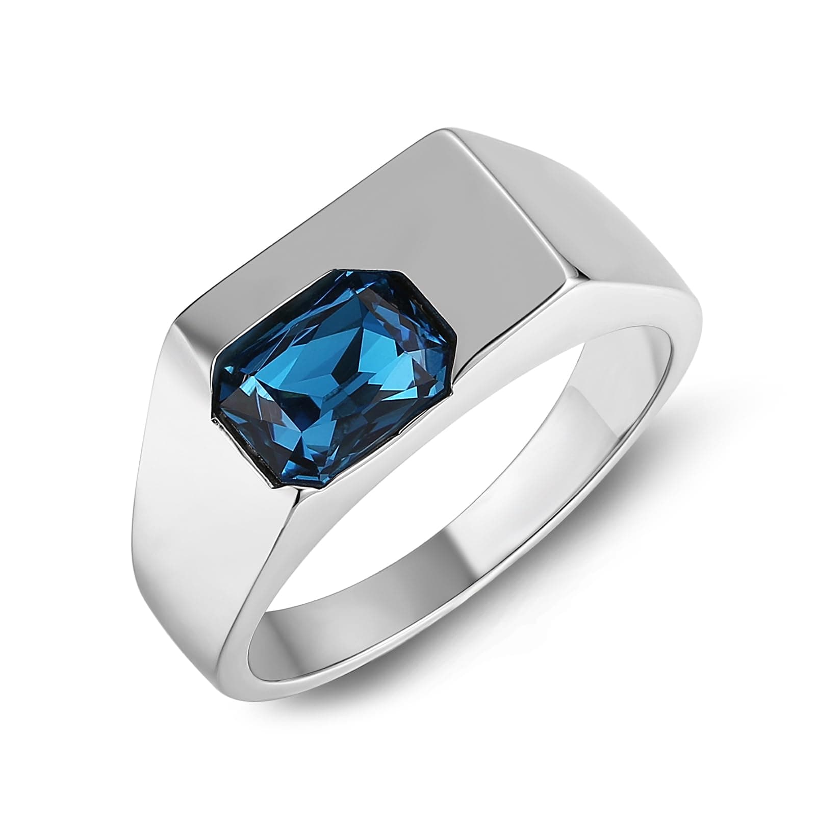 HZMAN Crystal Stainless Steel Rhinestone Ring for Wedding Cocktail Party Gift