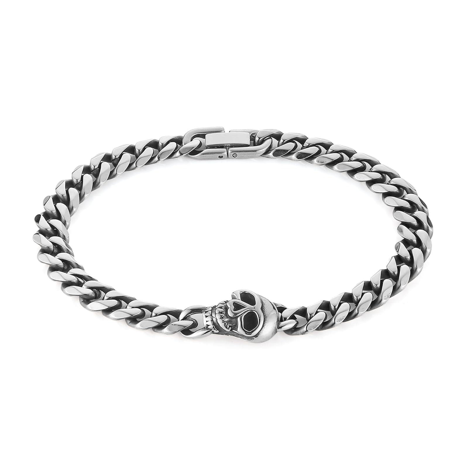 HZMAN Red Skull Stainless Steel Bracelet for Men Gothic Punk Jewelry