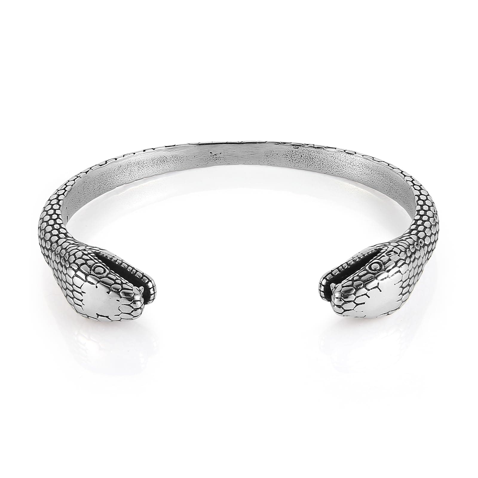 HZMAN Snake Cuff Bracelet for Men - Gothic Punk Stainless Steel Double Snake Heads Biker Bracelet