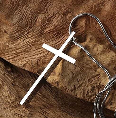 Philippians 4:13 Cross Necklace for Strength