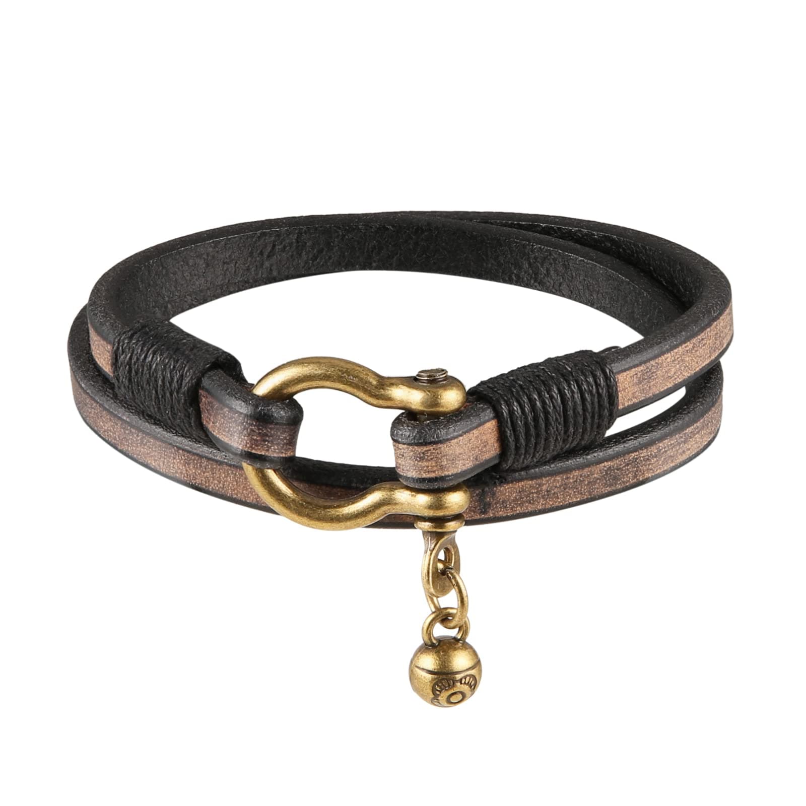 HZMAN 7.5 Inch Women's Steampunk Leather Cuff Bracelet with Bells