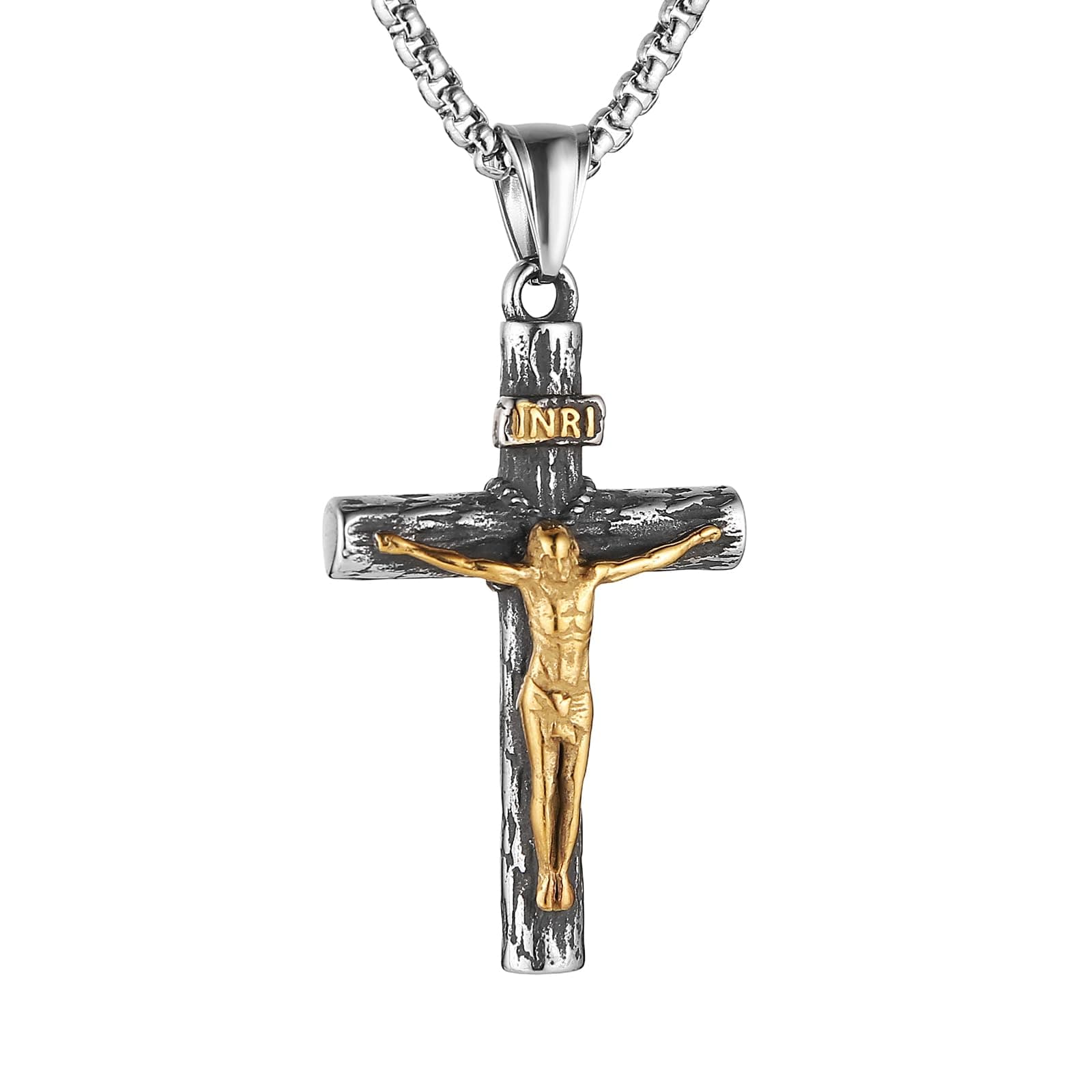 Stainless Steel Crucifix Cross Necklace for Men and Women with 24 Chain