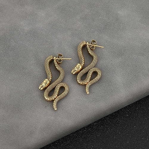 HZMAN Gothic Green Eye Snake Earrings for Men & Women