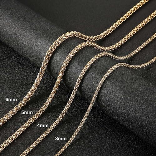 Stainless Steel Wheat Silver Chain Necklaces for Men & Women - 16 to 30