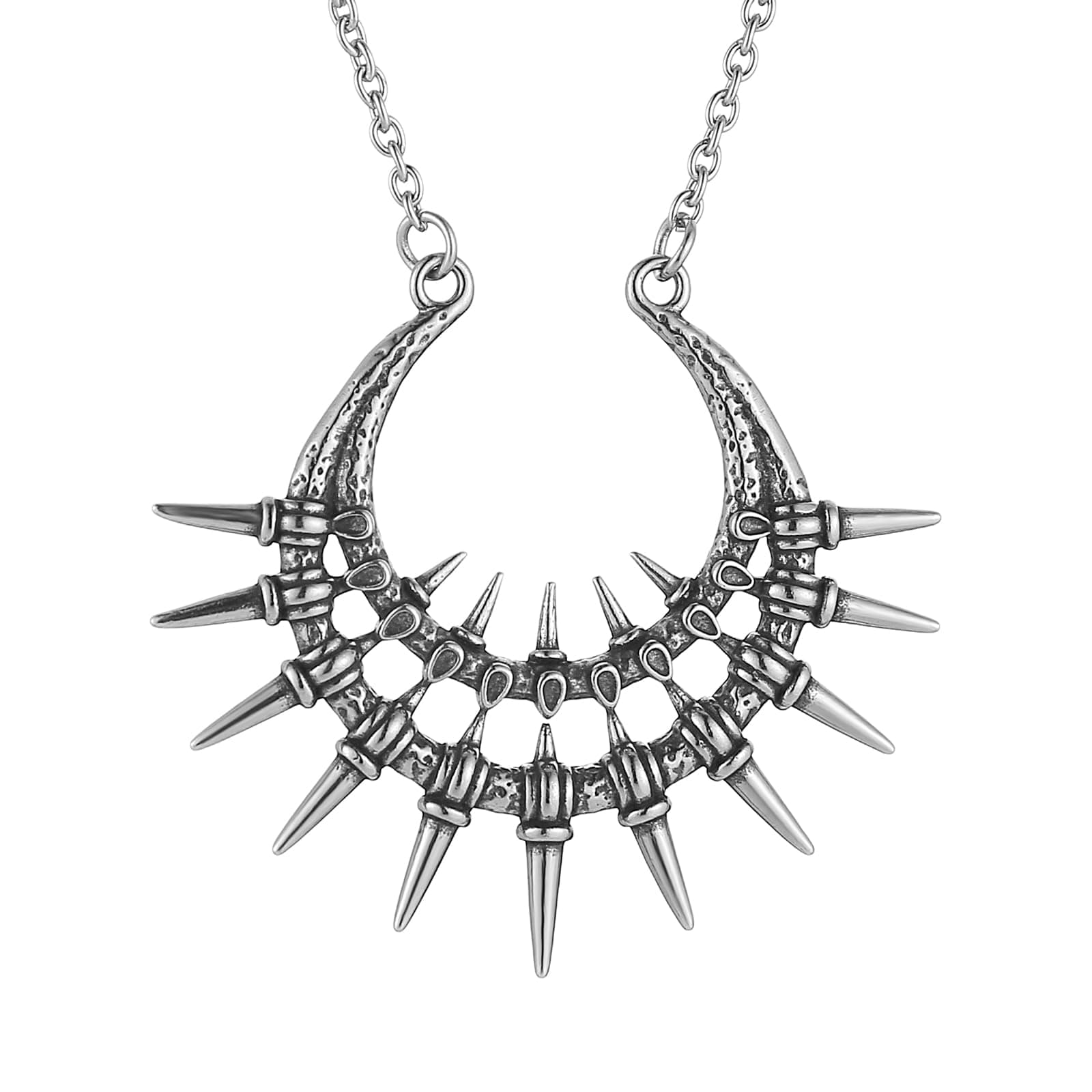 HZMAN Gothic Spike Pendant Necklaces for Men & Women Stainless Steel Geometric Sunflower Jewelry
