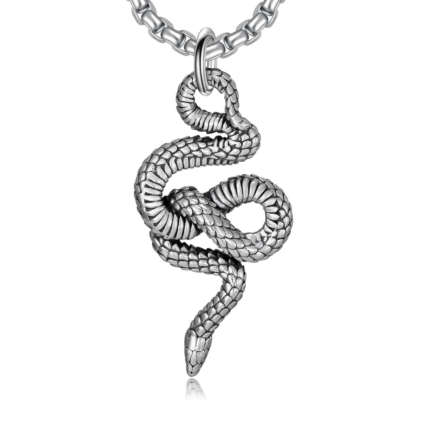 925 Sterling Silver Lattd Snake Pendant Gothic Jewelry for Men and Women