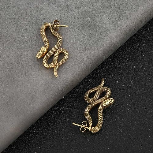 HZMAN Gothic Green Eye Snake Earrings for Men & Women