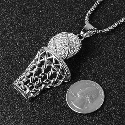 Basketball Hoop Necklace Stainless Steel Gold Plated Jewelry Gift