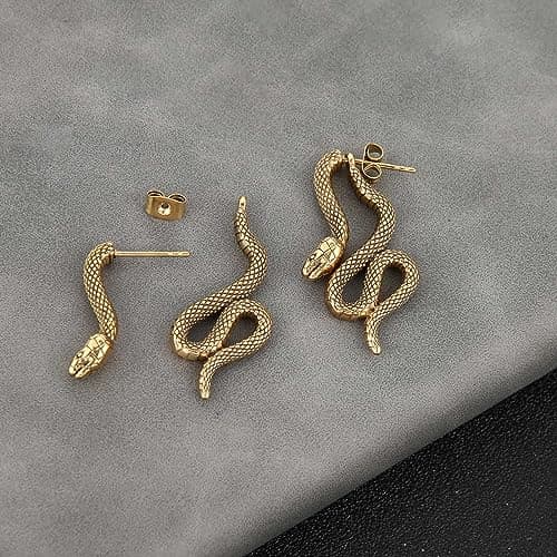 HZMAN Gothic Green Eye Snake Earrings for Men & Women
