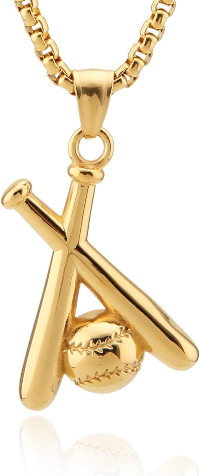 Naivo Fashion Baseball Stainless Steel Pendant Necklace 24'' Chain