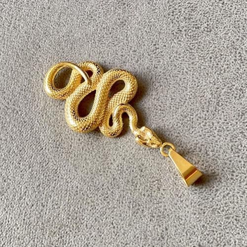 VJOSA Gold Plated Stainless Steel Animal Snake Pendant Necklace
