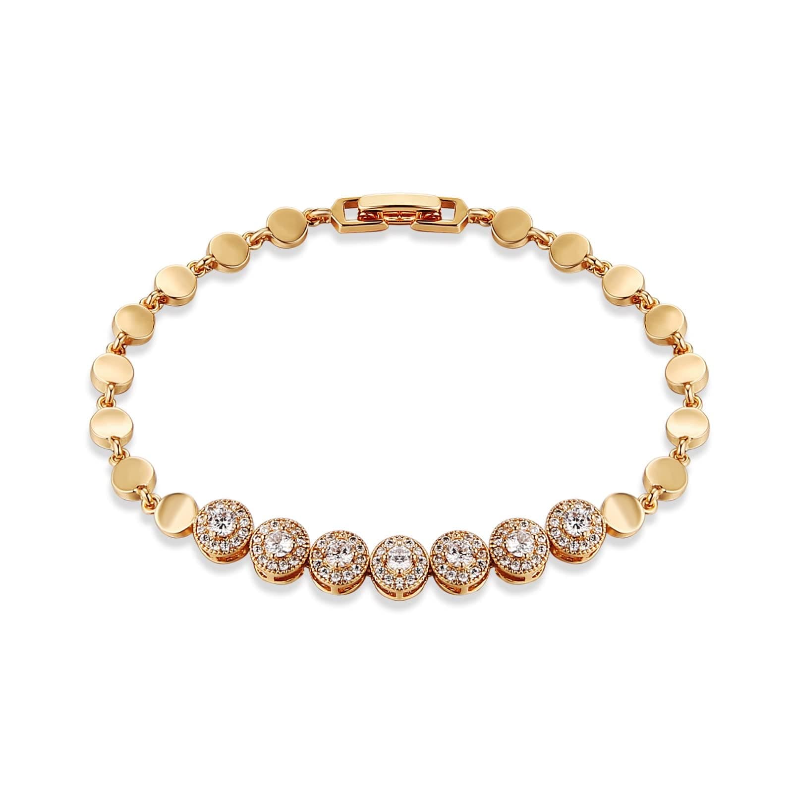 HZMAN Rose Gold Plated Brass Link Chain Zirconia Bracelet for Women