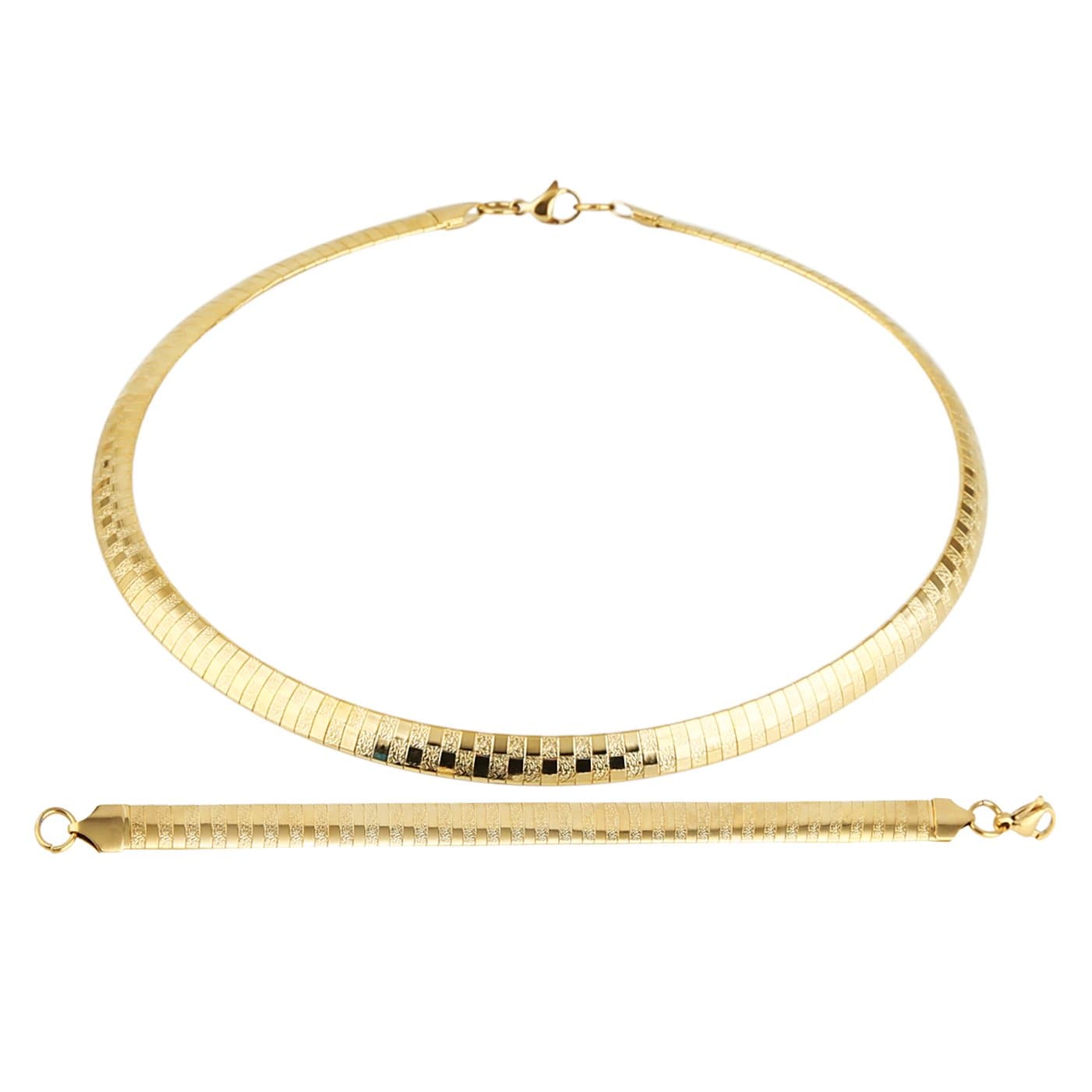HZMAN Stainless Steel Omega Chain Necklace & Bracelet Set