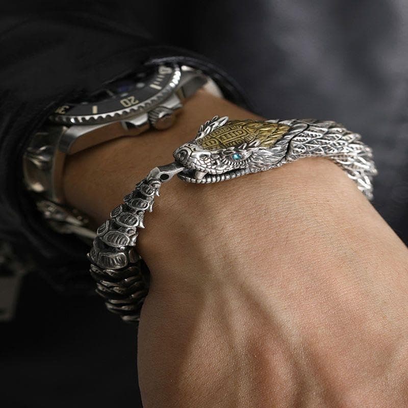 Vintage Zhubobo Men's Punk Dragon Snake Bracelet Hiphop Fashion Jewelry